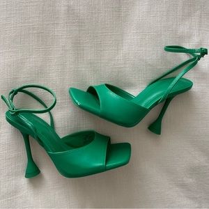 Zara Green Heeled Sandals